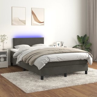  Łóżko kontynentalne z materacem i LED, szary aksamit, 120x200cm