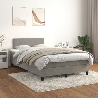  Łóżko kontynentalne z materacem, jasnoszare, 120x200cm, aksamit