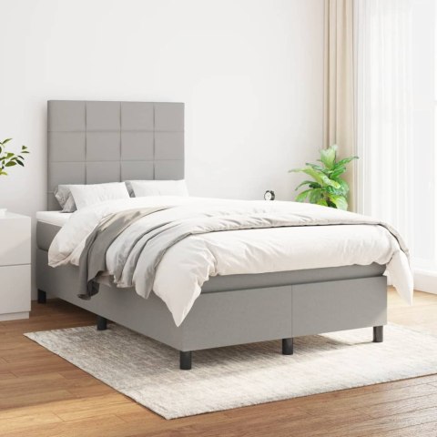  Łóżko kontynentalne z materacem, jasnoszare, tkanina 120x200 cm