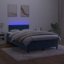 Łóżko kontynentalne, materac i LED, niebieski aksamit 120x200cm
