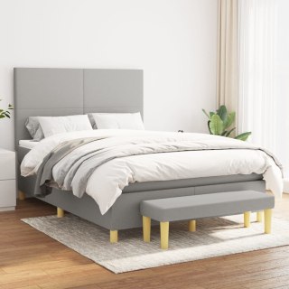  Łóżko kontynentalne z materacem, jasnoszare 140x200 cm, tkanina