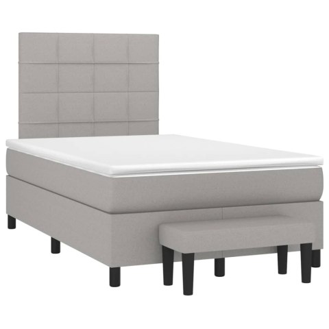  Łóżko kontynentalne z materacem, jasnoszare, tkanina 120x200 cm