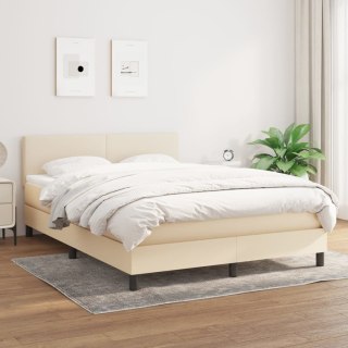  Łóżko kontynentalne z materacem, kremowe, tkanina, 140x200 cm