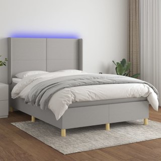  Łóżko kontynentalne z materacem, jasnoszare, 140x190cm, tkanina