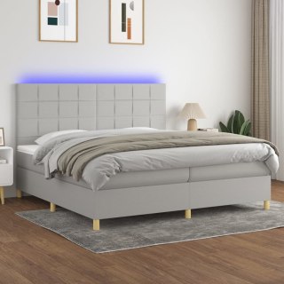  Łóżko kontynentalne z materacem, jasnoszare, 200x200cm, tkanina