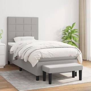  Łóżko kontynentalne z materacem, jasnoszare, tkanina, 100x200cm