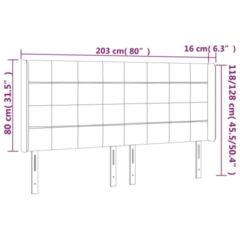  Zagłówek do łóżka z LED, ciemnoszary, 203x16x118/128cm, tkanina