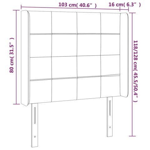  Zagłówek do łóżka z LED, niebieski, 103x16x118/128 cm, tkanina