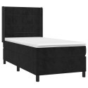  Łóżko kontynentalne z materacem i LED, czarny aksamit 90x190 cm