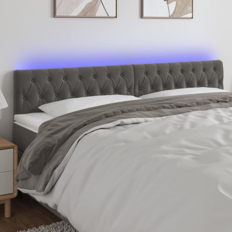 Zagłówek do łóżka z LED, ciemnoszary, 180x7x78/88 cm, aksamit