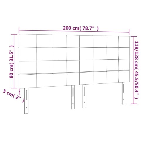  Zagłówek do łóżka z LED, jasnoszary, 200x5x118/128 cm, tkanina