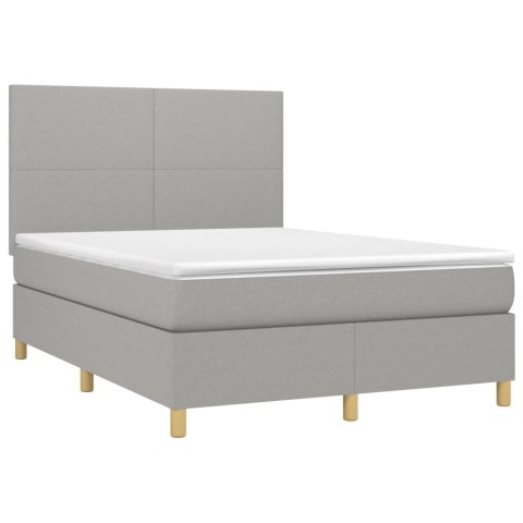  Łóżko kontynentalne z materacem, jasnoszare, tkanina, 140x190cm