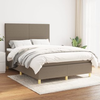  Łóżko kontynentalne z materacem, taupe, tkanina, 140x200 cm