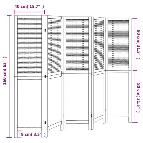  Parawan pokojowy, 5-panelowy, biały, lite drewno paulowni
