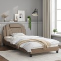  Rama łóżka z LED, kolor cappuccino, 100x200 cm, sztuczna skóra