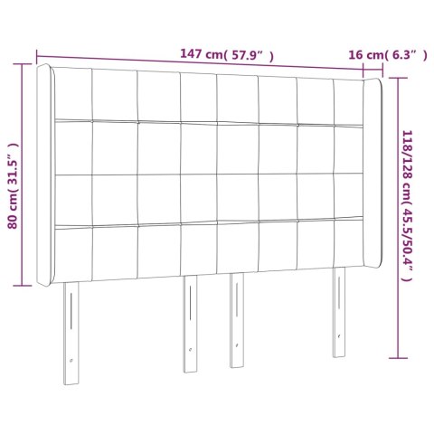  Zagłówek do łóżka z LED ciemnoniebieski, 147x16x118/128 cm