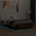  Rama łóżka z LED, przydymiony dąb, 120x190 cm