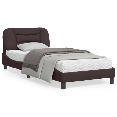  Rama łóżka z oświetleniem LED, ciemnobrązowa, 80x200 cm tkanina