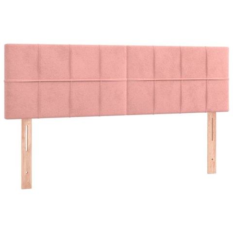  Łóżko kontynentalne z materacem i LED, różowy aksamit 140x190cm