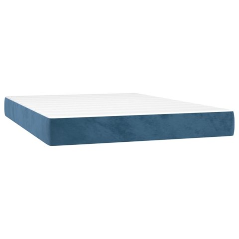  Łóżko kontynentalne z materacem, niebieskie, aksamit, 140x190cm