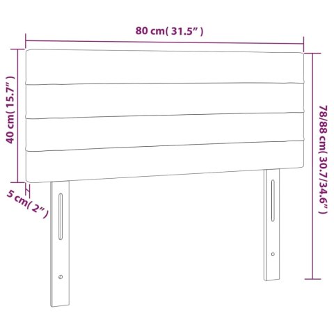  Zagłówek do łóżka z LED, jasnoszary, 80x5x78/88 cm, aksamit