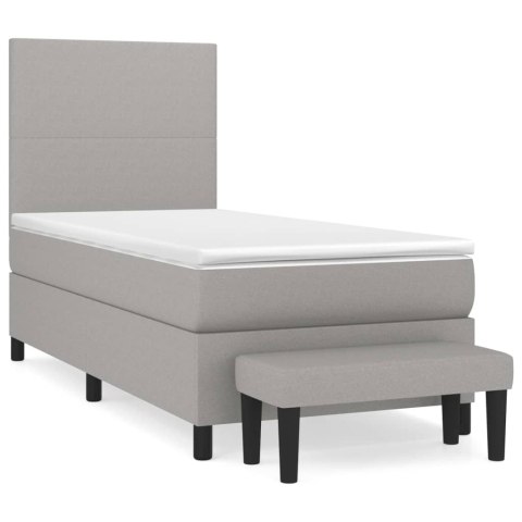  Łóżko kontynentalne z materacem, jasnoszare, tkanina, 80x200 cm