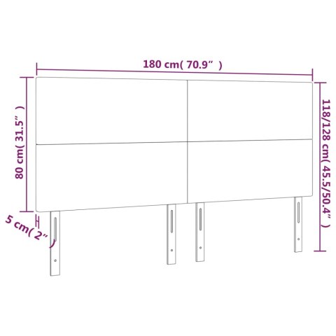  Zagłówek do łóżka z LED, ciemnoszary, 180x5x118/128 cm, aksamit