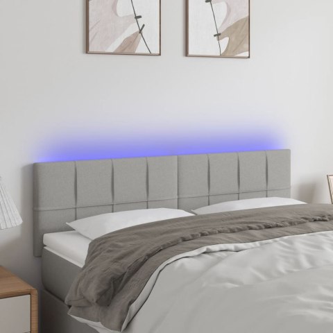  Zagłówek do łóżka z LED, jasnoszary, 144x5x78/88 cm, tkanina