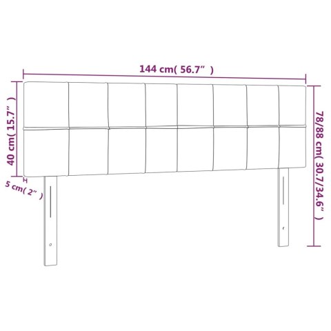  Zagłówek do łóżka z LED, jasnoszary, 144x5x78/88 cm, tkanina