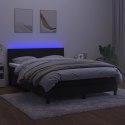  Łóżko kontynentalne z materacem i LED, czarny aksamit 140x200cm