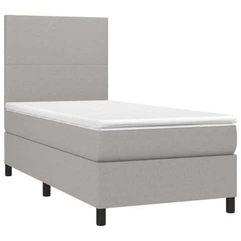  Łóżko kontynentalne z materacem, jasnoszare, 90x200 cm, tkanina