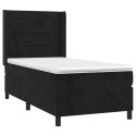  Łóżko kontynentalne z materacem i LED, czarny aksamit 90x200 cm