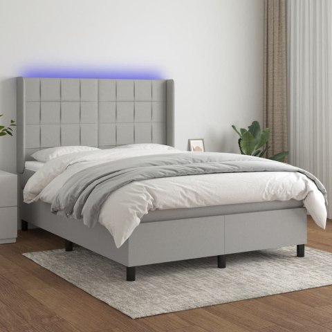  Łóżko kontynentalne z materacem, jasnoszare, 140x190cm, tkanina