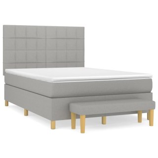  Łóżko kontynentalne z materacem, jasnoszare, tkanina, 140x190cm