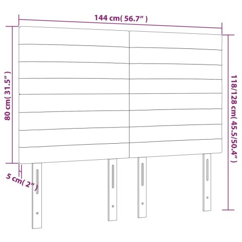  Zagłówek do łóżka z LED, jasnoszary, 144x5x118/128 cm, aksamit