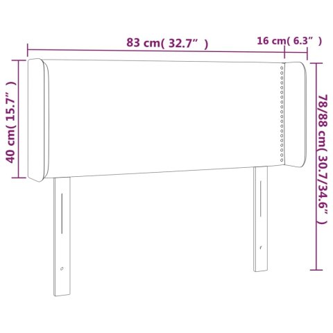  Zagłówek do łóżka z LED, taupe, 83x16x78/88 cm, tkanina