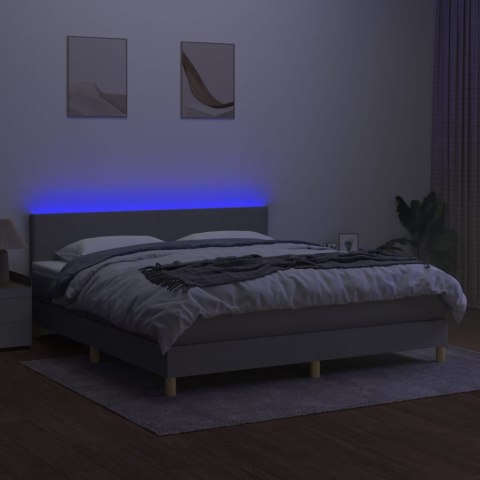  Łóżko kontynentalne z materacem, jasnoszare, 180x200cm, tkanina