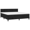  Łóżko kontynentalne z materacem i LED, czarny aksamit 180x200cm