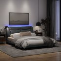  Rama łóżka z LED, jasnoszara, 160x200 cm, tkanina