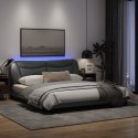  Rama łóżka z LED, jasnoszara, 180x200 cm, tkanina