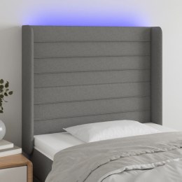  Zagłówek do łóżka z LED, ciemnoszary, 93x16x118/128 cm, tkanina