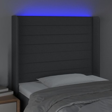  Zagłówek do łóżka z LED, ciemnoszary, 93x16x118/128 cm, tkanina