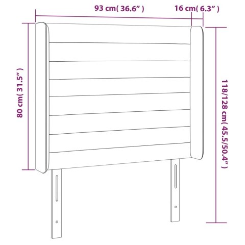  Zagłówek do łóżka z LED, ciemnoszary, 93x16x118/128 cm, tkanina