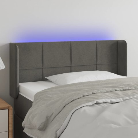 Zagłówek do łóżka z LED, ciemnoszary, 93x16x78/88 cm, aksamit