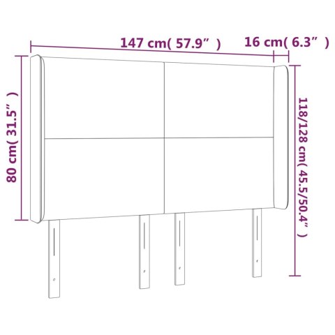  Zagłówek do łóżka z LED, czarny, 147x16x118/128 cm, aksamit