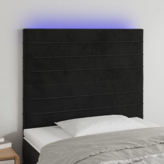  Zagłówek do łóżka z LED, czarny, 90x5x118/128 cm, aksamit