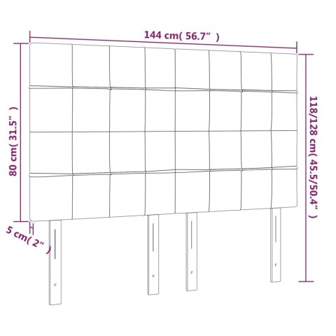  Zagłówek do łóżka z LED, jasnoszary, 144x5x118/128 cm, tkanina