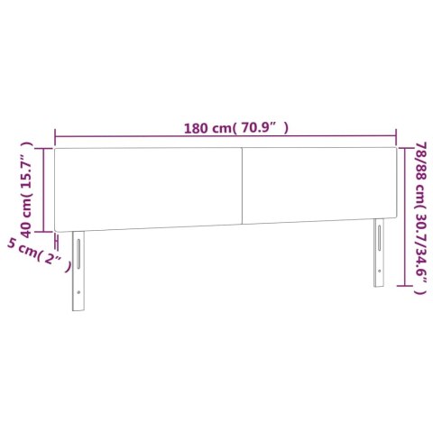  Zagłówek do łóżka z LED, jasnoszary, 180x5x78/88 cm, tkanina