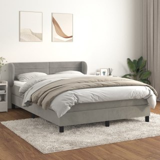  Łóżko kontynentalne z materacem, jasnoszare, aksamit, 140x190cm