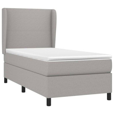  Łóżko kontynentalne z materacem, jasnoszare, tkanina, 90x190 cm